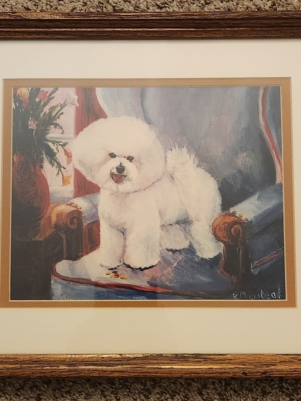 Ruth Maystead Bichon Frise Dog Art Print Framed Limited Edition Signed 12/499